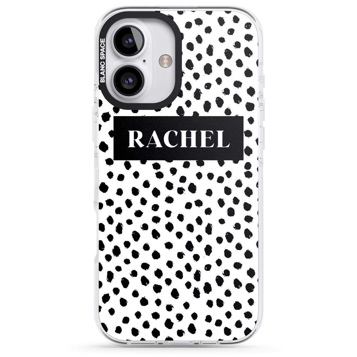 iPhone 16 Pro Max Personalised Black Bar & Dots Black Impact Phone Case