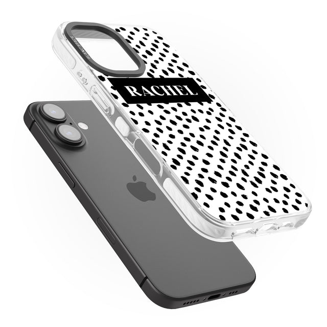 iPhone 16 Pro Max Personalised Black Bar & Dots Black Impact Phone Case