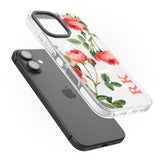 iPhone 16 Pro Max Personalised Clear Vintage Floral Pink Roses Black Impact Phone Case