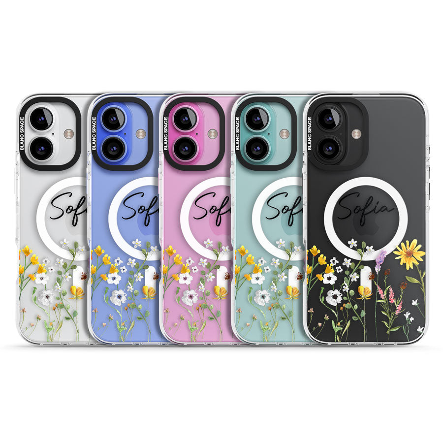 Personalised April Wildfowers Impact Magsafe Phone Case for iPhone 16, iPhone 16 Plus