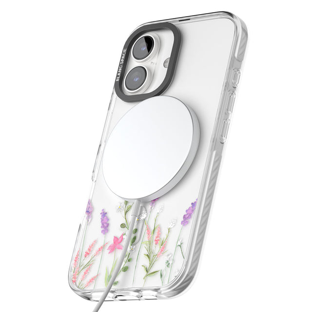 Personalised Lavender Wildflowers Impact Magsafe Phone Case for iPhone 16, iPhone 16 Plus