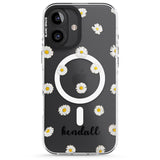 iPhone 16 Pro Max Personalised White Daisies & Cursive Black Impact Phone Case