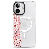 iPhone 16 Pro Max Personalised Cherry Blossoms & Stripes Black Impact Phone Case