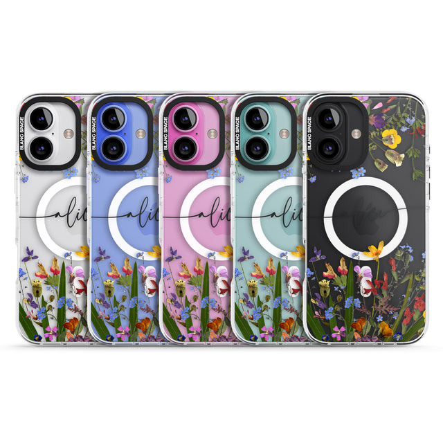 iPhone 16 Pro Max Personalised Wildflower Floral Black Impact Phone Case