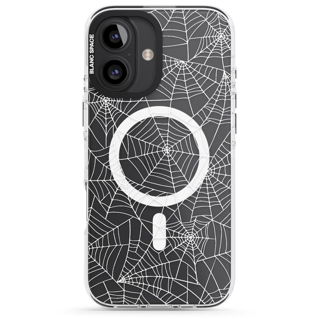 iPhone 16 Pro Max Personalised Spider Web Pattern Black Impact Phone Case