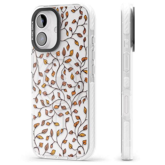 iPhone 16 Pro Max Personalised Autumn Leaves Pattern Black Impact Phone Case