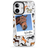 iPhone 16 Pro Max Personalised Horse Polaroid Black Impact Phone Case