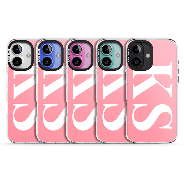 iPhone 16 Pro Max Personalised White & Pink Letters Black Impact Phone Case