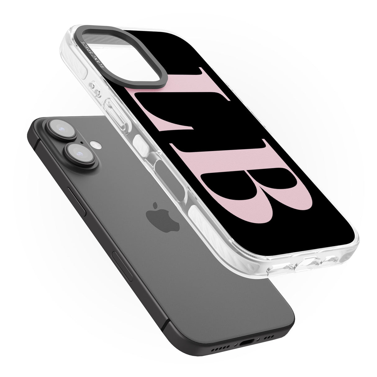 iPhone 16 Pro Max Personalised Pink & Black Letters Black Impact Phone Case