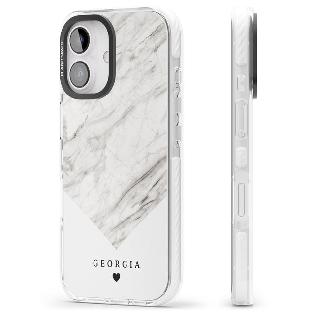 iPhone 16 Pro Max Personalised White Marble Black Impact Phone Case