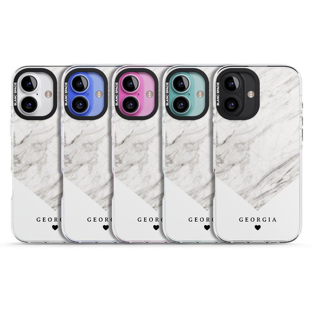 iPhone 16 Pro Max Personalised White Marble Black Impact Phone Case