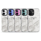 iPhone 16 Pro Max Personalised Light Grey & White Marble Texture Black Impact Phone Case