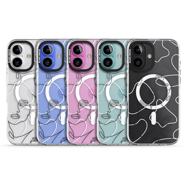 iPhone 16 Pro Max Personalised Abstract Faces Black Impact Phone Case