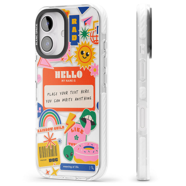 iPhone 16 Pro Max Personalised Nostalgia Sticker Mix #2 Black Impact Phone Case