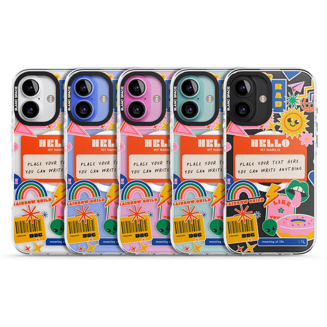 iPhone 16 Pro Max Personalised Nostalgia Sticker Mix #2 Black Impact Phone Case