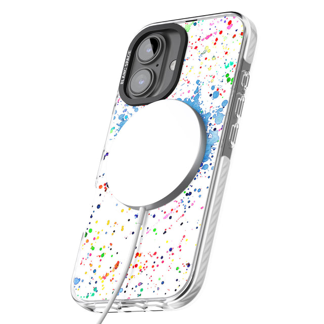 iPhone 16 Pro Max Personalised Rainbow Paint Splatter Black Impact Phone Case