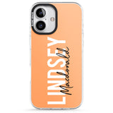 iPhone 16 Pro Max Personalised Bold Name: Peach Black Impact Phone Case