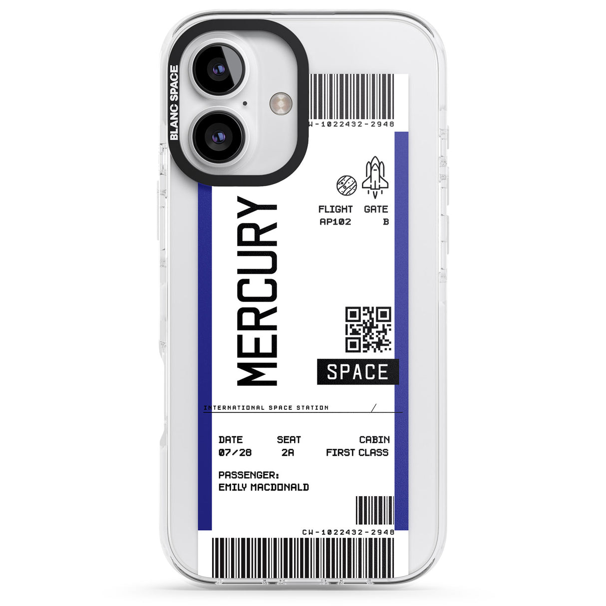 iPhone 16 Pro Max Personalised Mercury Space Travel Ticket Black Impact Phone Case