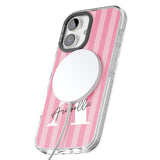 iPhone 16 Pro Max Personalised Pink on Pink Stripes Black Impact Phone Case