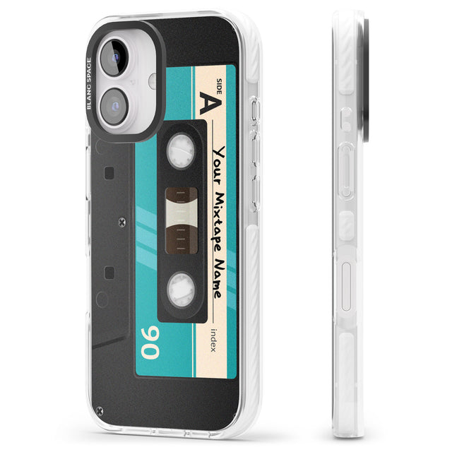 iPhone 16 Pro Max Personalised Dark Cassette Black Impact Phone Case