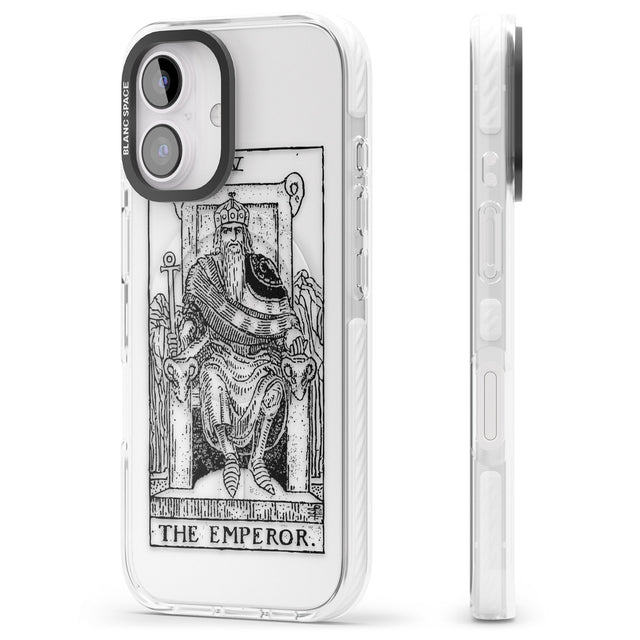 iPhone 16 Pro Max Personalised The Emperor Tarot Card - Transparent Black Impact Phone Case