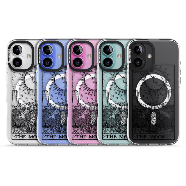 iPhone 16 Pro Max Personalised The Moon Tarot Card - Transparent Black Impact Phone Case