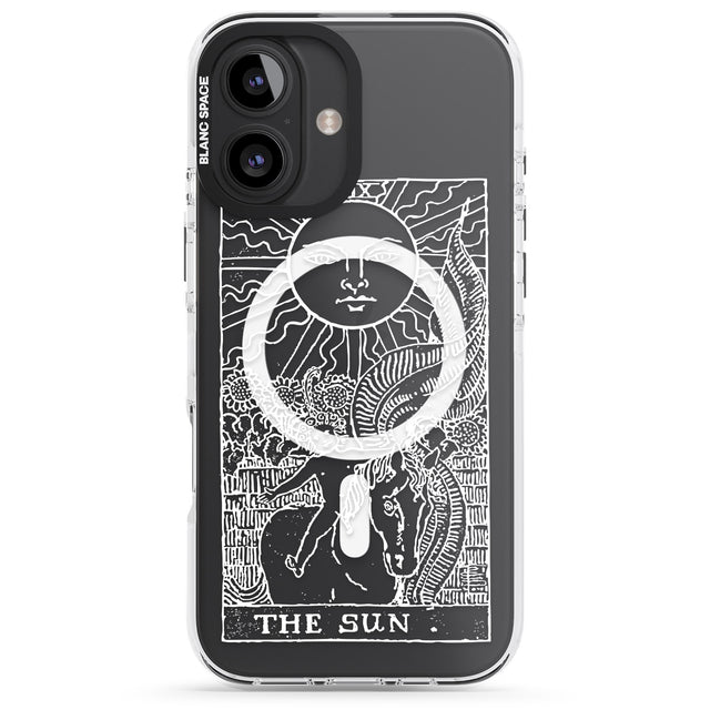 iPhone 16 Pro Max Personalised The Sun Tarot Card - White Transparent Black Impact Phone Case