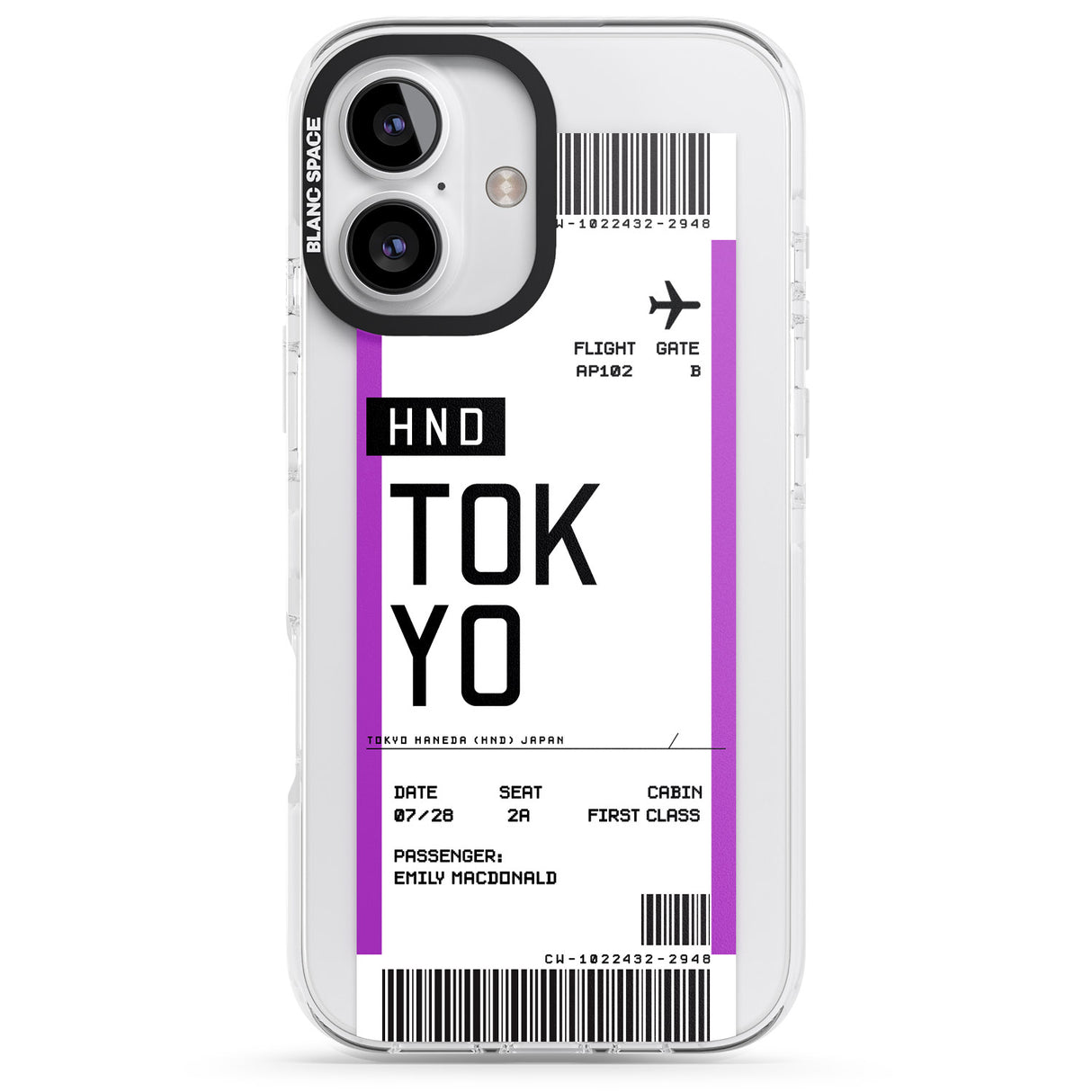 iPhone 16 Pro Max Personalised Tokyo Boarding Pass Black Impact Phone Case