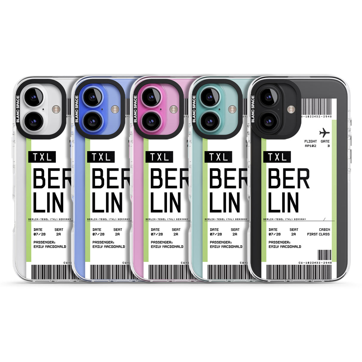 iPhone 16 Pro Max Personalised Berlin Boarding Pass Black Impact Phone Case