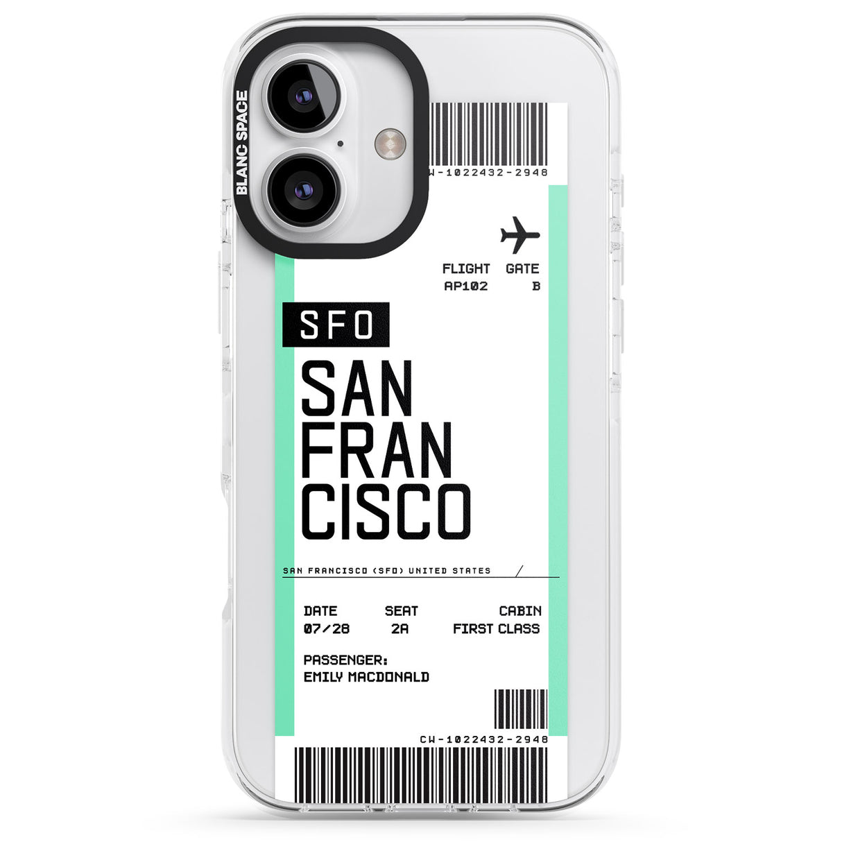 iPhone 16 Pro Max Personalised San Francisco Boarding Pass Black Impact Phone Case