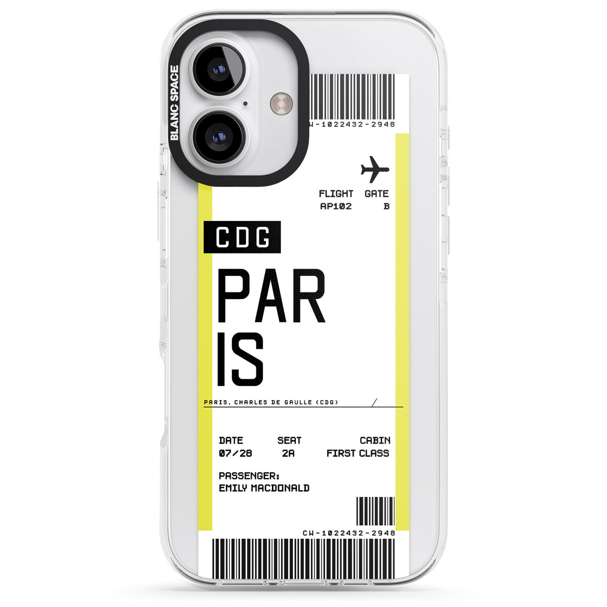 iPhone 16 Pro Max Personalised Paris Boarding Pass Black Impact Phone Case