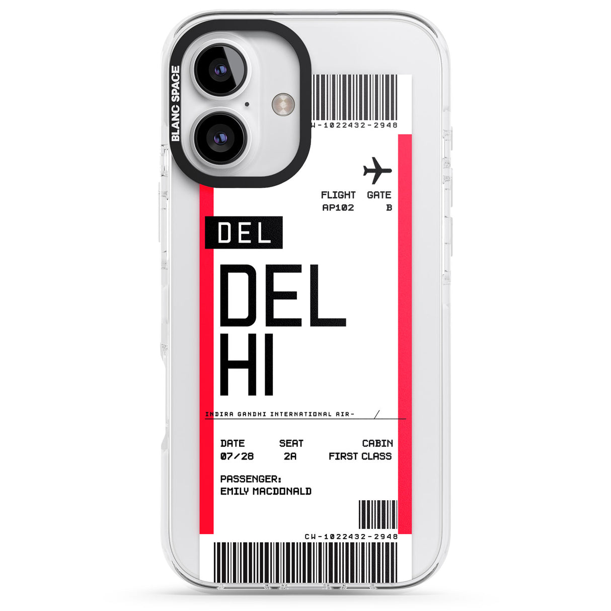 iPhone 16 Pro Max Personalised Delhi Boarding Pass Black Impact Phone Case