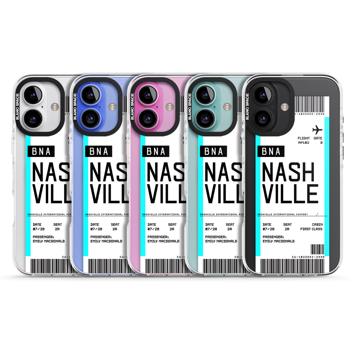 iPhone 16 Pro Max Personalised Nashville Boarding Pass Black Impact Phone Case