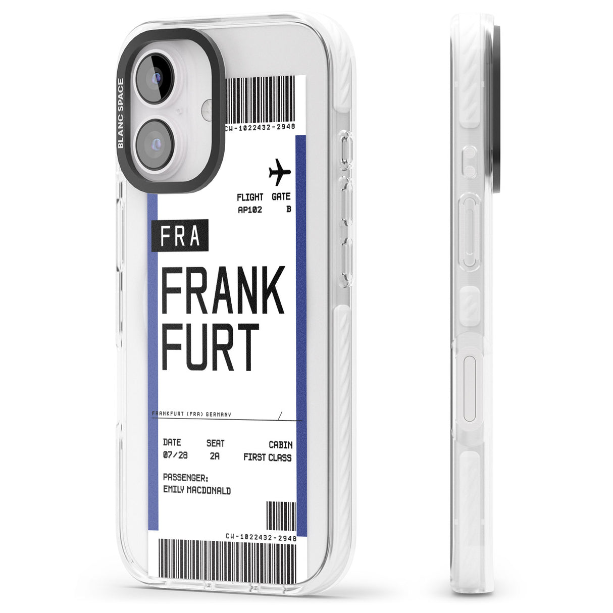 iPhone 16 Pro Max Personalised Frankfurt Boarding Pass Black Impact Phone Case