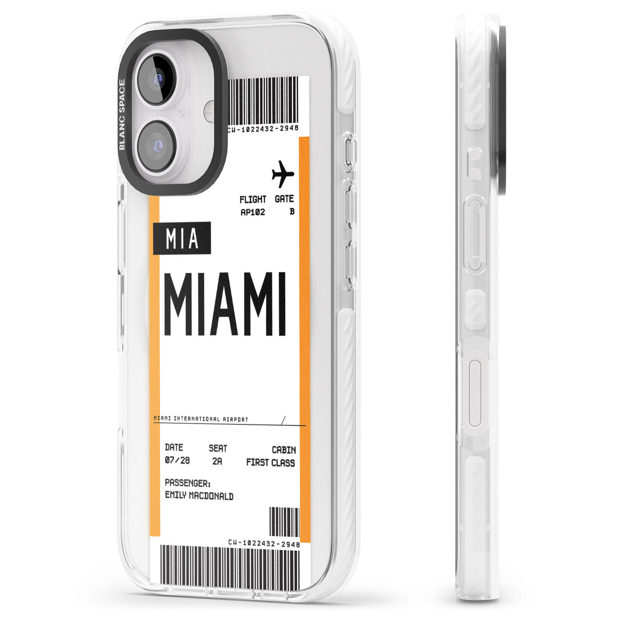 iPhone 16 Pro Max Personalised Miami Boarding Pass Black Impact Phone Case