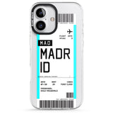 iPhone 16 Pro Max Personalised Madrid Boarding Pass Black Impact Phone Case