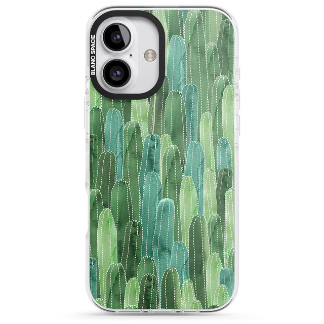 iPhone 16 Pro Max Skinny Cacti Pattern Design Black Impact Phone Case