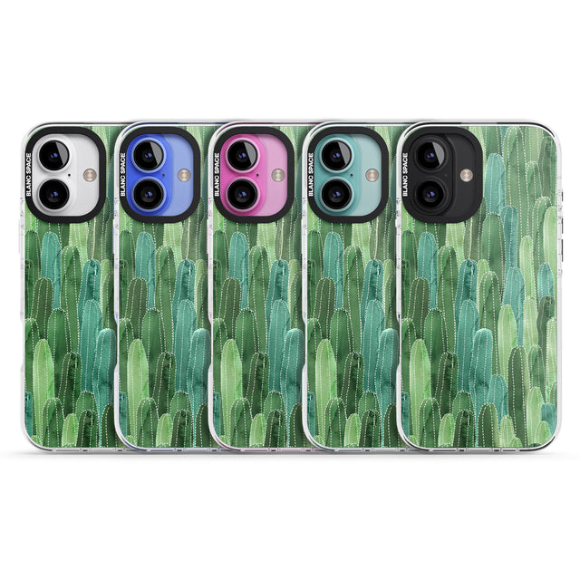 iPhone 16 Pro Max Skinny Cacti Pattern Design Black Impact Phone Case