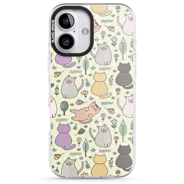 iPhone 16 Pro Max Cat Pattern Cream Black Impact Phone Case