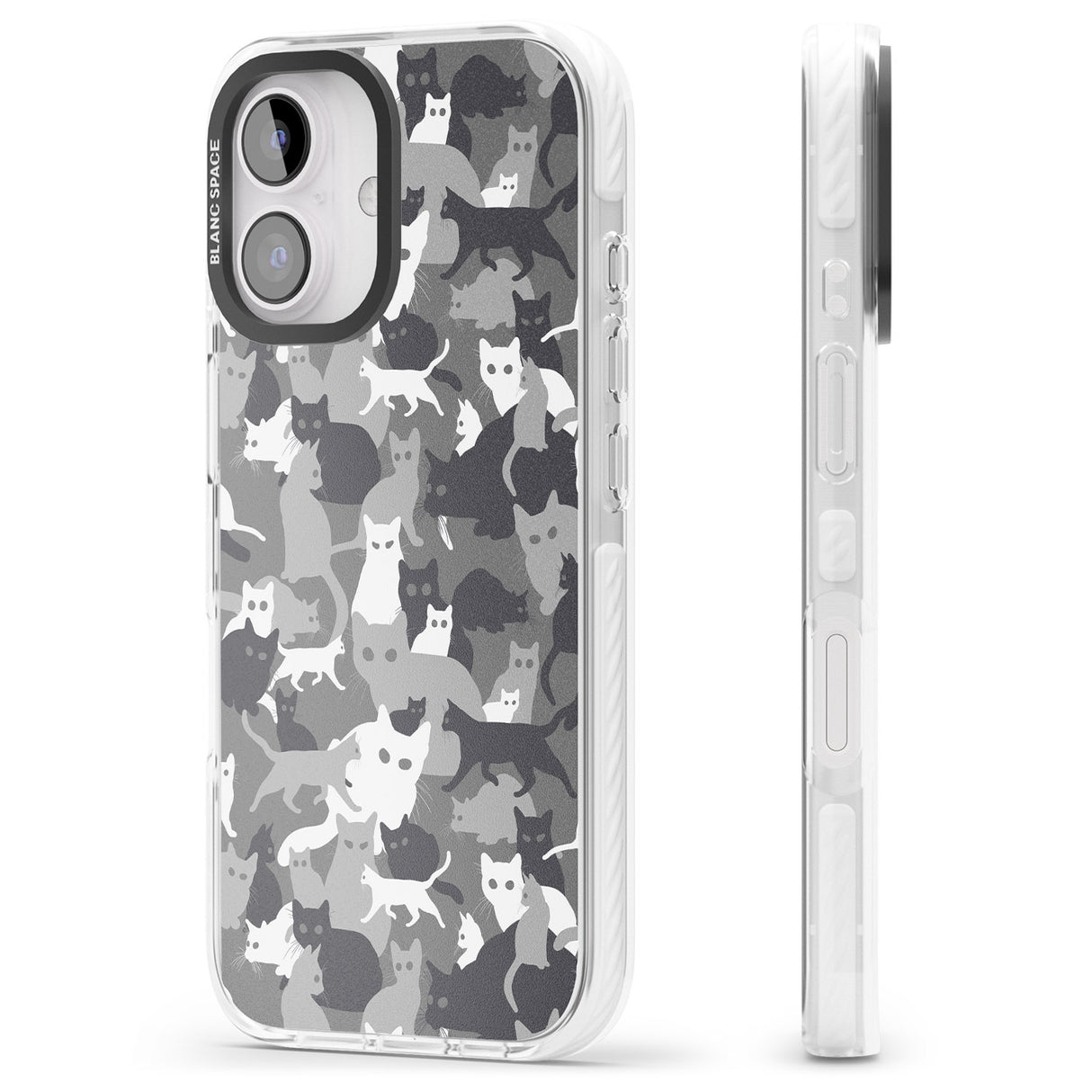 iPhone 16 Pro Max Dark Grey Cat Camouflage Pattern Black Impact Phone Case