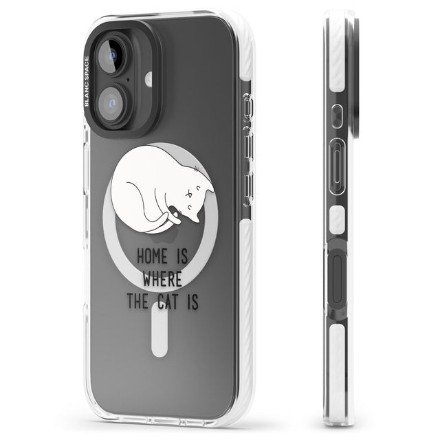 iPhone 16 Pro Max Home Is Where the Cat is Black Impact Phone Case