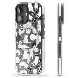 iPhone 16 Pro Max Cartoon Cat Collage - Black & White Black Impact Phone Case