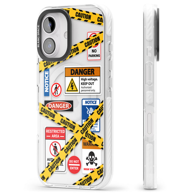 iPhone 16 Pro Max CAUTION Black Impact Phone Case