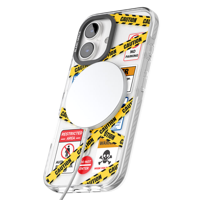 iPhone 16 Pro Max CAUTION Black Impact Phone Case