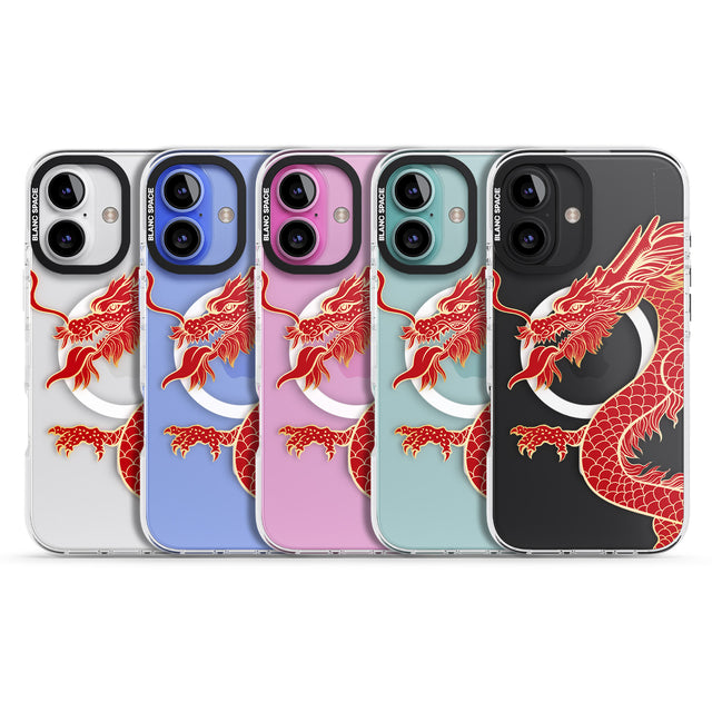 iPhone 16 Pro Max Large Red Dragon Black Impact Phone Case