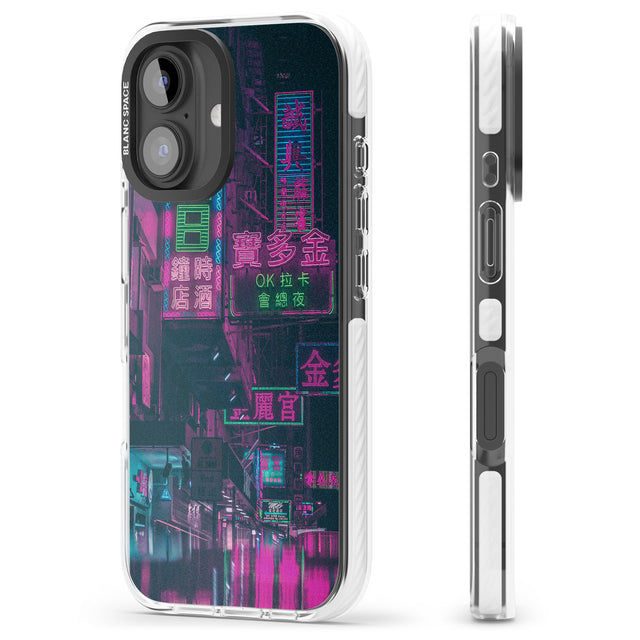 iPhone 16 Pro Max Rainy Reflections - Neon Cities Photographs Black Impact Phone Case