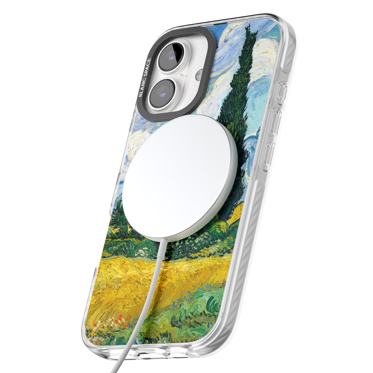 iPhone 16 Pro Max Wheat Field with Cypresses by Vincent Van Gogh Black Impact Phone Case