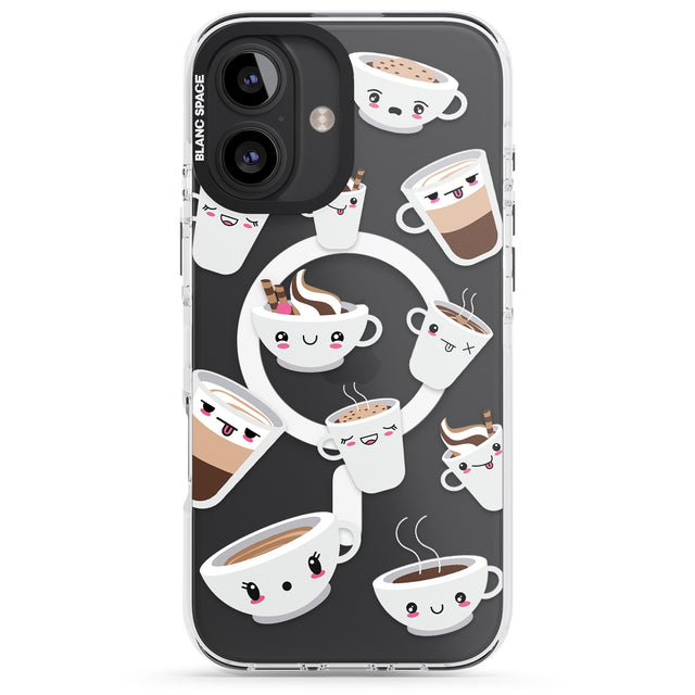 iPhone 16 Pro Max Coffee Faces Black Impact Phone Case