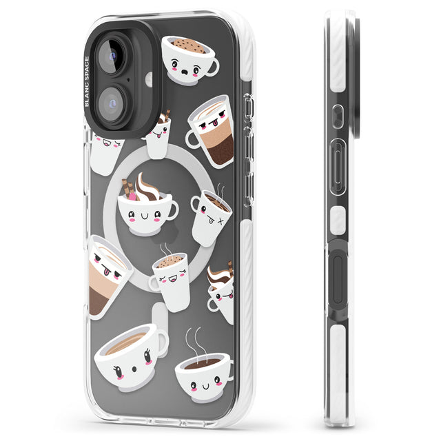 iPhone 16 Pro Max Coffee Faces Black Impact Phone Case