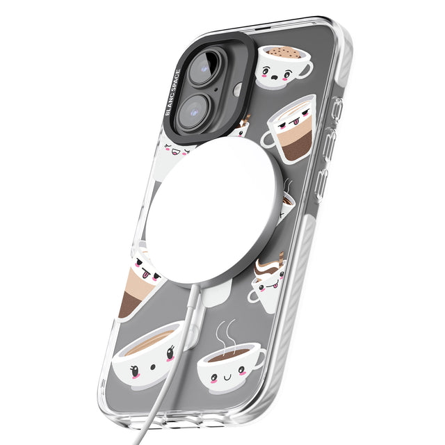 iPhone 16 Pro Max Coffee Faces Black Impact Phone Case